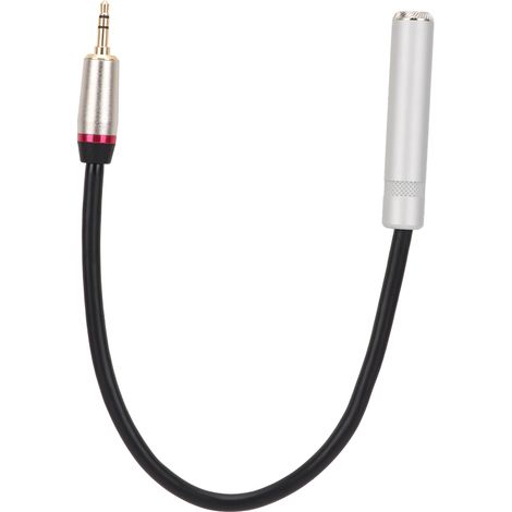 Câble adaptateur audio professionnel 3,5 mm mâle vers 6,5 mm femelle avec prise plaquée or 30 cm