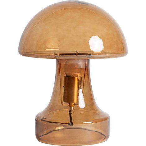 Lampe à poser contemporaine en verre ambré et acier doré - Ambre doré translucide