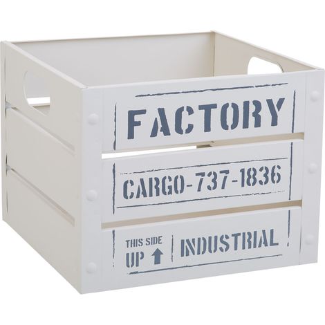 Cesto cuadrado de metal impreso blanco 26x26x20 (1/5)