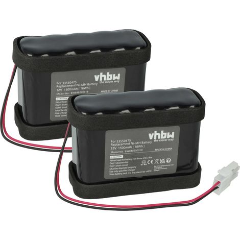 vhbw 2x Akku Ersatz für Ditec Entrematic DAS901BAT1 für Schiebetorantrieb Torantrieb Drehtorantrieb (1500 mAh, 12 V, NiMH)