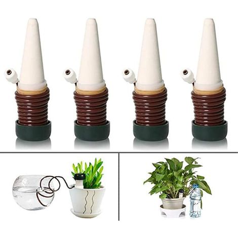 Kit d'arrosage automatique pour plantes avec 4 systèmes d'arrosage automatique pour plantes en pot, distributeur de goutte-à-goutte pour jardin, plantes d'intérieur et fleurs (1/5)
