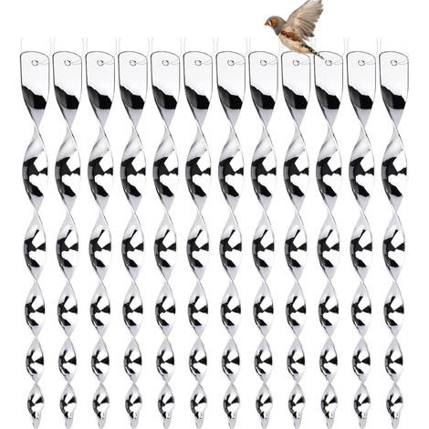 Répulsif Oiseaux,12 Pièces 30cm Spirale Réfléchissante 360 Degrés Repulsif Oiseaux Barre Effaroucheur Oiseaux Effaroucheur Oiseaux Spirales Repulsifs Oiseaux pour Jardin,Terrasse,Balcon (1/5)