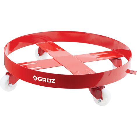 GROZ CARRELLO BASE ROTONDO RUOTE PIROETTANTI PER TRASPORTO FUSTI BIDONI DA 205LT