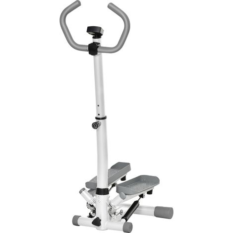 Stepper avec écran LCD, guidon réglable et élastiques, en acier et ABS, blanc et gris, idéal pour l'entraînement à domicile et le maintien de votre forme physique au quotidien (1/5)