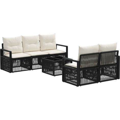 Set Divano da Giardino 6 pz Nero polyrattan vidaXL (1/5)