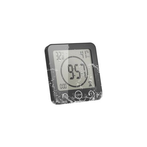 Orologio multifunzione impermeabile con timer, termometro e igrometro supporto a ventosa adatto per bagni e cucine ampio display LCD. - Crezuo