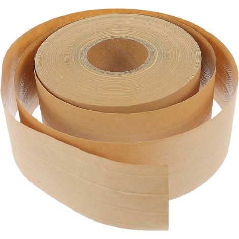 rouleau de ruban adhésif d'emballage kraft inscriptible activé par l'eau-500X4.8X0.1CM-Khaki (1/2)