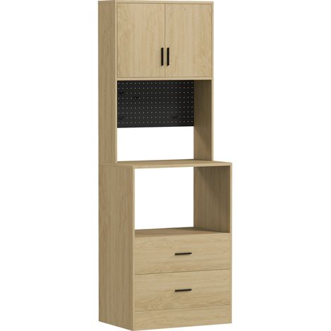 Meuble Diebold Rangement Micro-ondes Cuisine Organisée Noir Naturel (1/5)