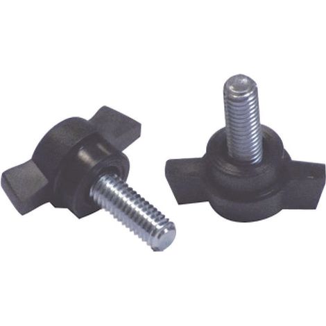 Volantino a farfalla a 2 alette con perno filettato in abs nero - m5