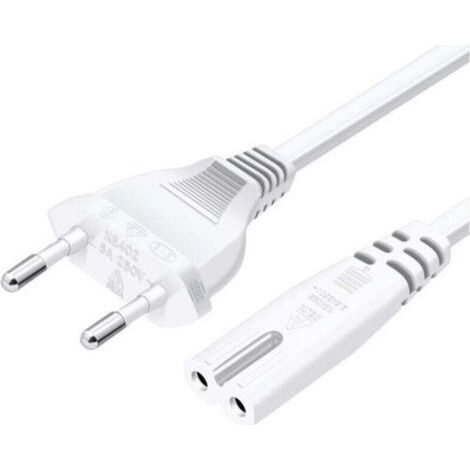 Câble d'alimentation UlisemPower, fiche Type-C UE vers double prise Type-C7, droit, 1,5 m, blanc (1/3)