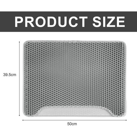 Tapis de litière pour chat double couche imperméable antidérapant avec nid d'abeille litière litière propre pour chat 50x39.5cm Gris (1/4)