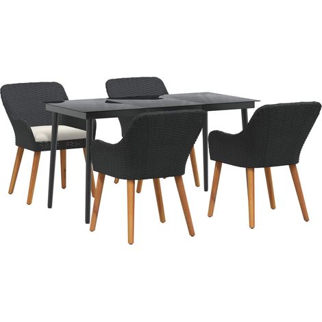 Maison Exclusive - Set da Pranzo per Giardino con cuscino 5 pcs Nero polyrattan