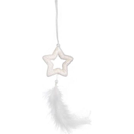 Ciondolo natalizio a forma di stella con piume, 30 cm, bianco. (1/2)