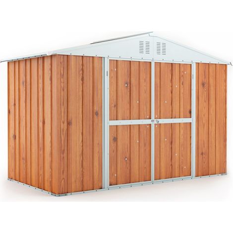 Casetta Box da Giardino in Lamiera di Acciaio Porta Utensili 327x155x217 cm Enaudi Legno (1/4)