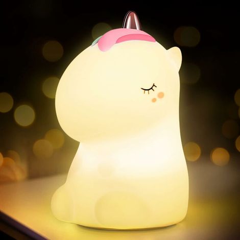 Green Mobility-Veilleuse pour enfants, mignonne lampe de nuit en silicone, cadeaux pour filles, enfants, bébés, décoration de chambre, rechargeable par USB, changement de couleur, contrôle par le robi (1/5)