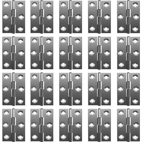 Pack of 20 Stainless Steel 180 Degree Hinges, 20mm Piano Strip, 6 Holes, for Cabinet Doors and Boxes (1/4)