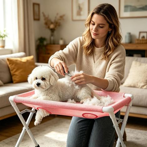 Table de bain et toilettage rose pour chat et chien, pliable et légère, usage domestique (1/5)