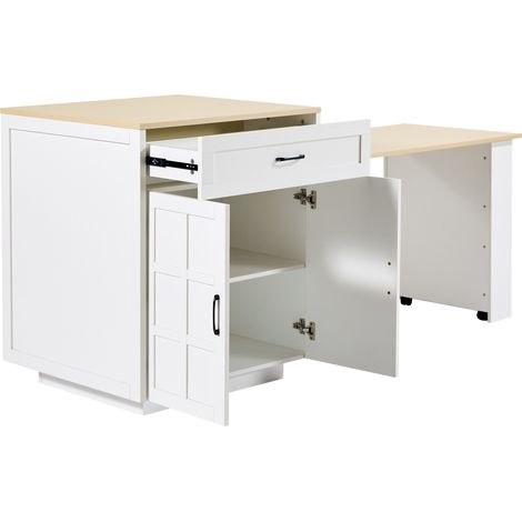 Isola cucina estensibile in MDF bianco con contenitore 202 x 70 x 93,5 cm (1/5)