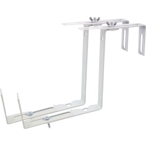 Balkonkastenhalter 2er-Set Blumenkastenhalter Balkonkastenhalterung Balkonkasten weiß Blumen Kasten Halter (1/3)
