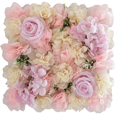 Mur Floral Artificiel - Panneau Décoratif 3D en Roses - Fond Photo Mariage Fête Anniversaire - 35 x 35 cm - 1 Pièce (1/5)