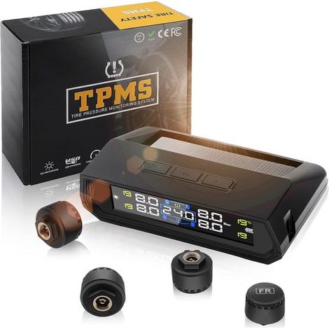 Sistema di monitoraggio TPMS con 4 sensori esterni di pressione pneumatici per camper (1/5)