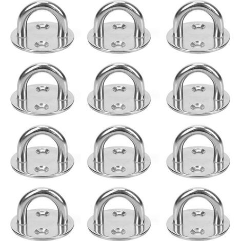 12 Pièces Platine Oeil INOX M5 Platine Ancrage INOX 304 Crochet Oeillet Plaque a Oeillet Crochets de Plafond Support Anneau Mural pour Accrocher des Objets Crochets de Fixation (1/4)