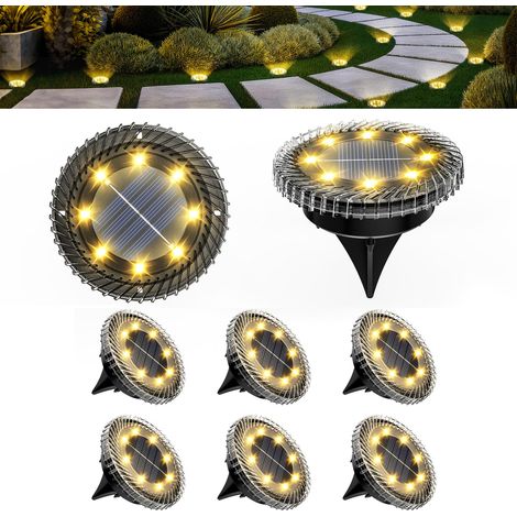 Lot de 8 mini lampes solaires encastrables – Étanches, autonomes – Parfaites pour jardin, allée, entrée et arrière-cour-Lumière chaude (1/5)