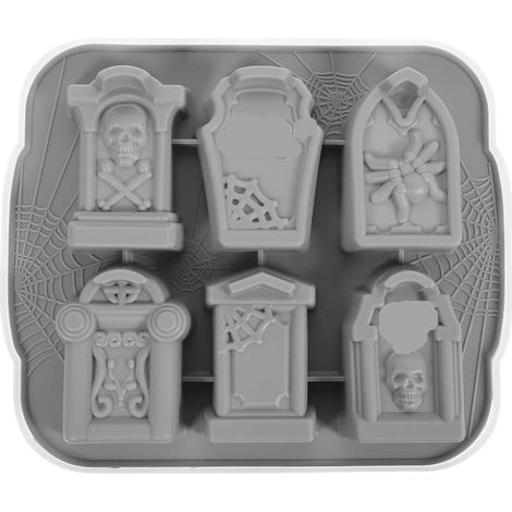 à glaçons Halloween cercueil et crâne en silicone avec couvercle (1/5)