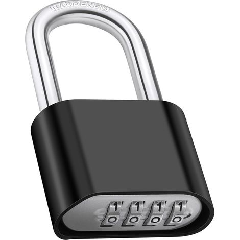 Cadenas à Combinaison, Serrure à Combinaison, Cadenas Code de Sécurité Résistant, 8 mm Serrure Code 4 Chiffres pour Casier Valise Garage Portail École Verrous Boîtes, Barre Longue (1/5)