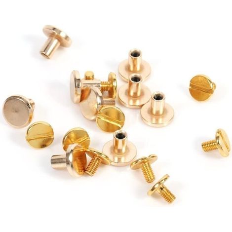 Enowelir Boutons en Laiton Massif Vis à Clous Rivets à Clapet à Visser Rivets en Cuir pour Clous de Courroie 5mm 6.5mm 8mm (8mm) (1/4)