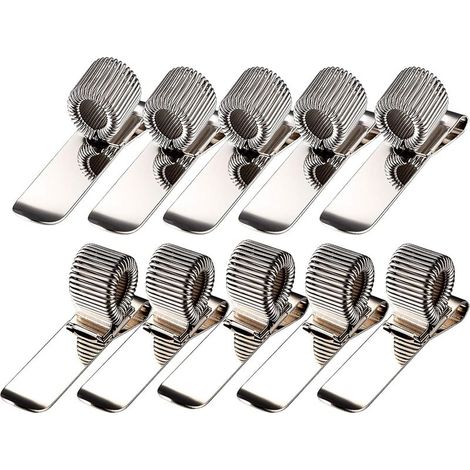 Set mit 5 horizontalen und vertikalen Stifthaltern aus Edelstahl mit Federring an der Tasche, Halter oder Clips für Taschenkugelschreiber, Taschenbleistifte, Notizblockhalter (10 Stück) (1/5)
