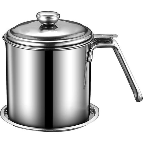 Filtre à Huile en Acier Inoxydable Qualité Alimentaire 1,8L avec Couvercle et Poignée - Passoire Graisse à Mailles Fines Anti-Poussière pour Cuisine (1/3)