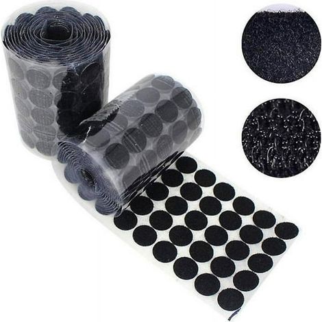1200 pastilles auto-adhésives Velcro de 12 mm et 600 paires de points auto-adhésifs Velcro noirs (1/4)