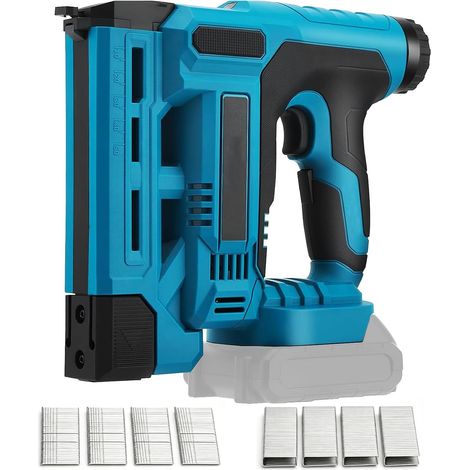 Agrafeuse sans fil pour batteries Makita 18 V, cloueuse sans balais avec 1000 clous et 1000 clips, 6 vitesses réglables, idéale pour le bricolage, l'ameublement et la menuiserie. (1/5)