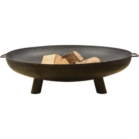 Esschert Design – Brasero en métal – Coupe ronde – D 100 cm – H 30 cm – Noir – Design intemporel avec trou de drainage