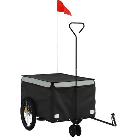 Remorque de vélo noir et gris 30 kg fer (1/5)