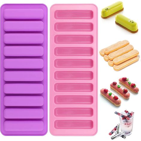 2 Pièces Moule Silicone Rectangulaire, 10 Cavités Moule Barre Énergetique, Antiadhésif pour Barre de Chocolat, Biscuits, Muffin, Gâteau (1/5)