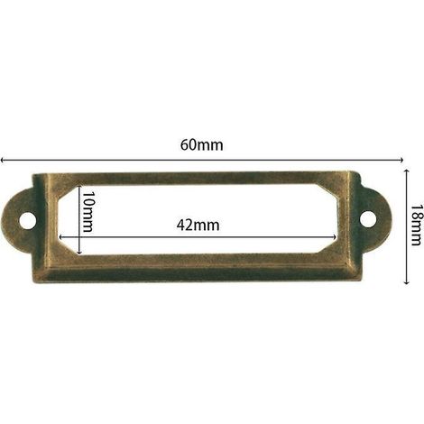 Porte-étiquettes métalliques rétro, lot de 50, avec vis, bronze antique, pour tiroirs et étagères (1/5)