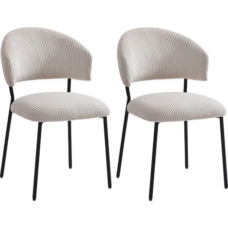 Sedia in Velluto coste e Metallo Nero Beige  - Lotto di 2 - ALAYIS (1/5)