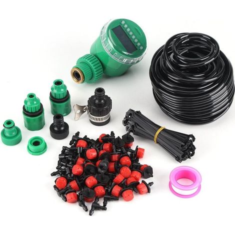 Système Micro d'irrigation au Goutte-à-Goutte, Kits de minuterie d'arrosage d'arrosage Automatique de Plantes de 25m DIY à arroser de manière Autonome pour Fleurs, Plantes,etc (1/5)