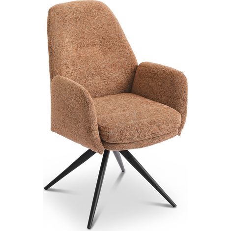 Bon Furni Silla de comedor giratoria 360° de chenilla naranja, juego de 1 (1/5)