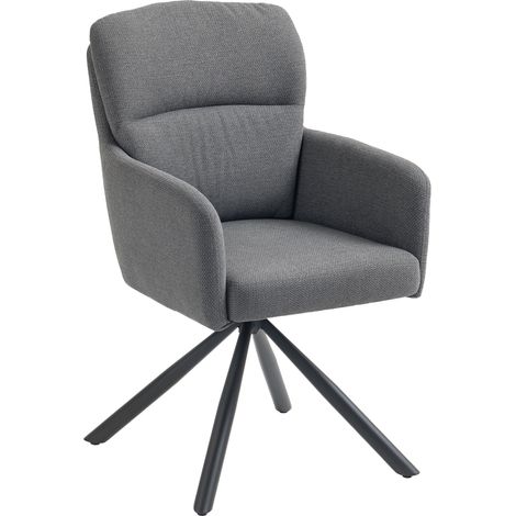 Chaise Rembourrée, Sellerie Épaisse, Accoudoirs, Pieds Métalliques, Gris (1/5)