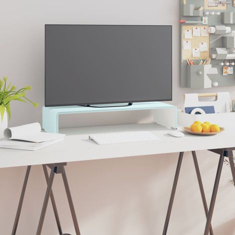 Meuble TV/Support pour moniteur, Banc TV, Support de Télévision, Meuble TV de salon 60 x 25 x 11 cm Verre Blanc YHJ31786 (1/5)