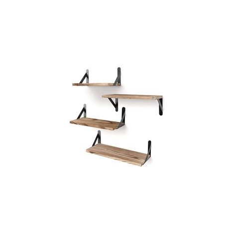 4 étagères flottantes – Décoration murale – Bibliothèque en bois massif – Marron (1/4)
