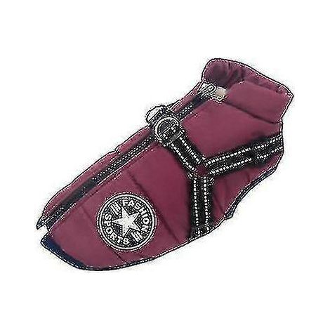 Große Hundejacke mit Geschirr, warme und wasserdichte Winterkleidung für Hunde. – Größe S – Lila (1/4)