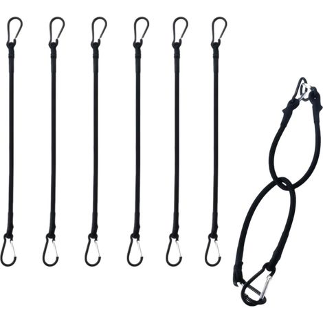 Spanngummis mit Haken, 6er Set, 8mm dick, 100% Latex, schwarz