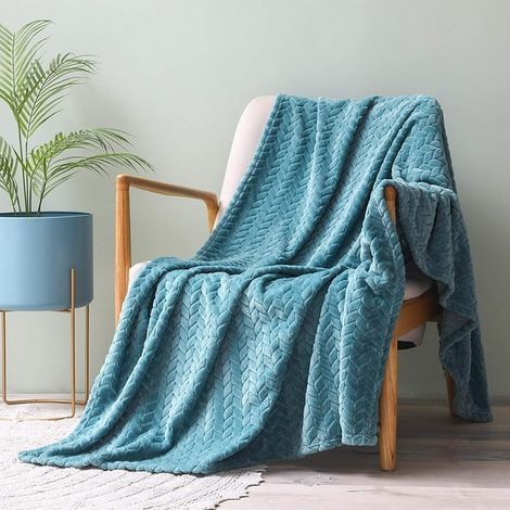 Couverture en Flanelle Super Douce, en Microfibre de Haute Gualité, Bleu Ardoise 127 x 178cm, Confortable et Chaude, Convient à Toutes Les Saisons (1/5)