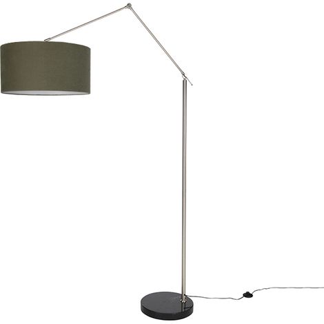 QAZQA Vloerlamp zwart verstelbaar met groene kap 50cm - Editor