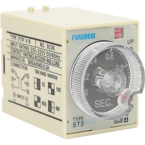 Relais temporisé avec bouton rotatif réglable, boîtier en circuit imprimé anti-interférences, ST3PA B, 220 V CA, 50/60 Hz (1/4)