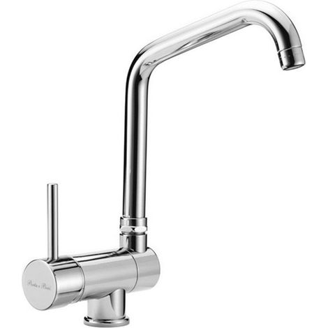 Miscelatore lavello cucina tre vie cromo con attacco acqua potabile canna reclinabile (1/4)